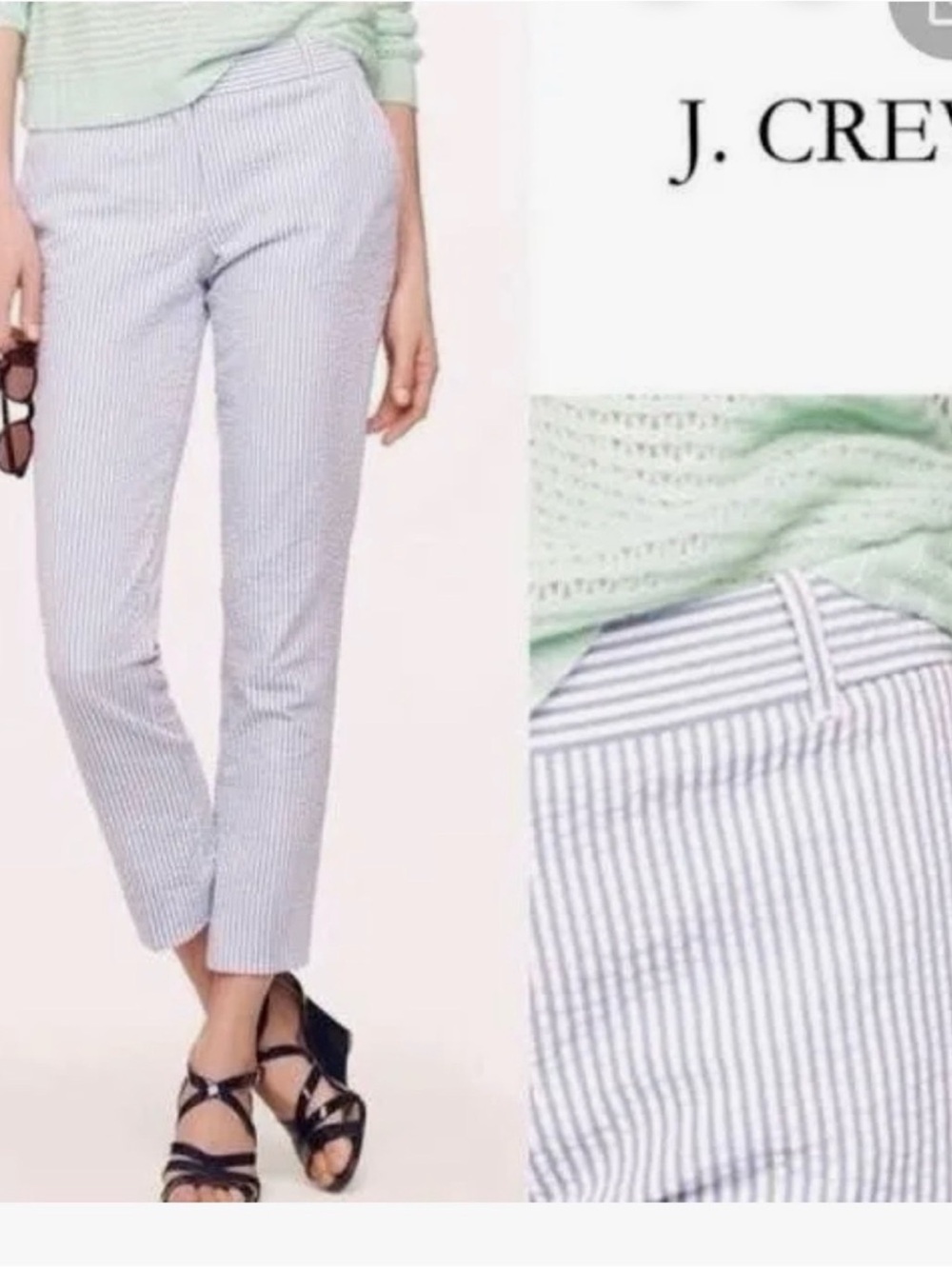 J. Crew | Women's Blue & White Seersucker Ankle Pants | size 8